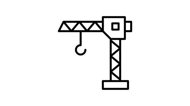 Construction tower crane icon animation lifting hook