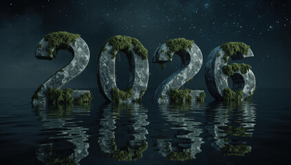 Upcoming New Year 2026 with Stone and Moss Texture Design