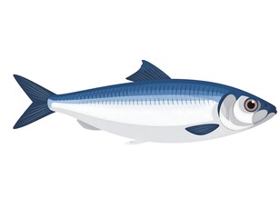 Obraz premium A detailed illustration of a blue and silver fish, rendered with smooth, graphic lines