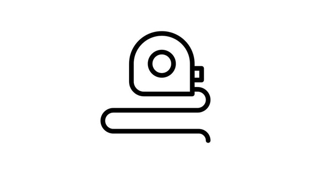 Animated tape measure icon for construction and measurement