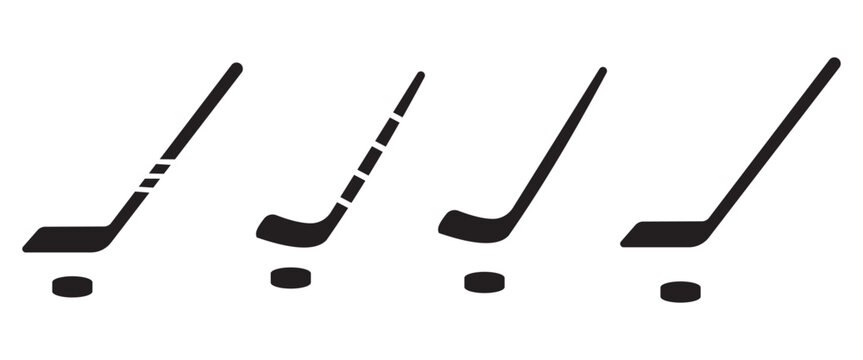 Hockey Player and Stick Silhouette Vector Illustration &mdash; Sport Equipment and Athlete Icon DesignWeb
