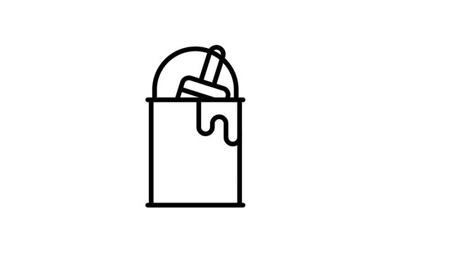 Animated paint can and brush icon dipping for renovation
