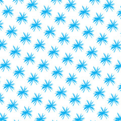 Seamless pattern of bright blue starburst shapes on a solid black background