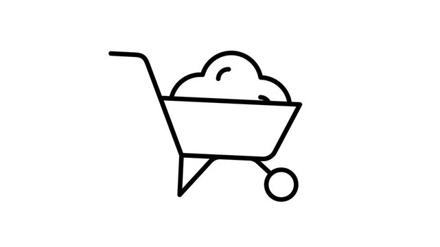 Animated wheelbarrow construction icon loopable animation