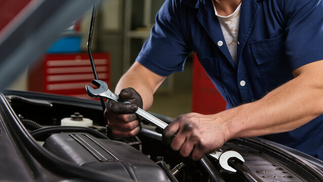 mechanic changing car tire