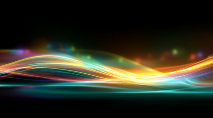 Abstract attractive tech background with the movement of a flowing wave of data transfer in stylish hi-tech colors	
