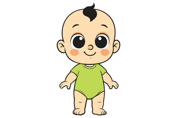 Smiling cute baby boy cartoon vector. Perfect for kids’ products, baby shower cards, and family designs.