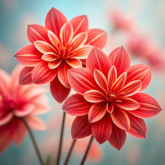 Fototapeta premium Red dahlia flower illustration in watercolor style with detailed petals
