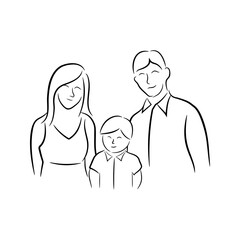 Family, parents and child hand drawn vector illustration