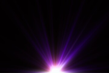 Purple Sunrise Flare Overlay​, Violet Light Burst Rays Effect​, Purple Lens Flare Lightbeam Overlay