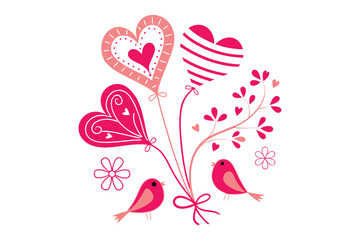 Elegant pink heart floral vector design. Great for greeting cards, wedding invitations, or Valentine projects.