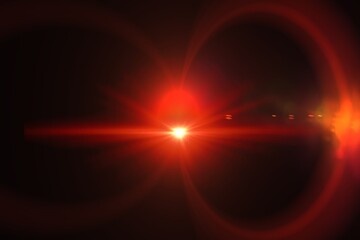 Red Sci-Fi Star Flare Lens Overlay​, Red Lens Flare Sunburst Effect​, Red Light Star Lens Flare Overlay