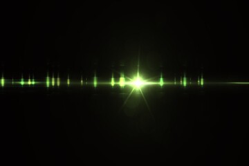 Green Light Frequency Lens Flare Overlay​, Futuristic Green Flare Beam Overlay​, Sci-Fi Audio Spectrum Green Flare