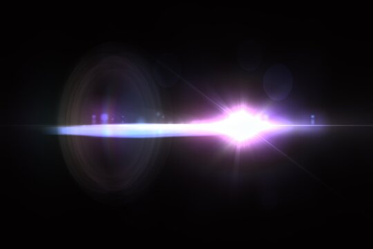 Pink Lens Flare Overlay, Pink Flare Lightburst Effect, Pink Laser Ray Flare Overlay