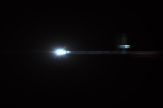 Minimal Blue Sci-Fi Lens Flare Overlay​, Blue Light Pulse Tech Flare Effect​, Minimal Anamorphic Blue Flare Overlay