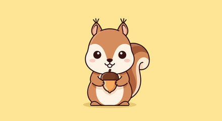 Squirrel holding acorn with transparent background