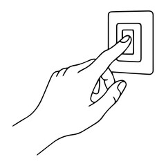 Simple Line Art of Hand Pressing a Wall Light Switch