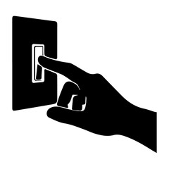 Black and White Silhouette of Hand Operating a Light Switch