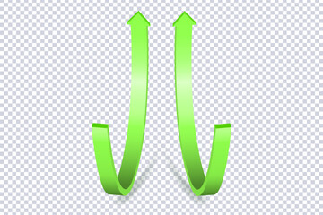 Growing Green Arrow up. Concept of sales symbol icon with realistic 3d arrow moving up. Growth chart sign. Flexible arrow indication statistic. Trade infographic. Profit arrow Vector illustration