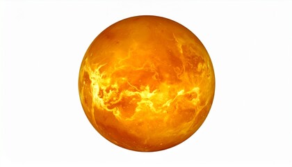 Hot Flaming Planet in Space Isolated on White Background