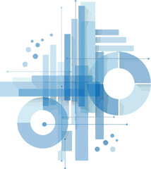Abstract blue geometric shapes and lines representing data visualization and analytics