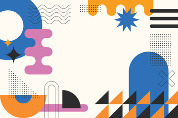 Vector illustration of city with sea beach and travel elements in colorful cartoon style