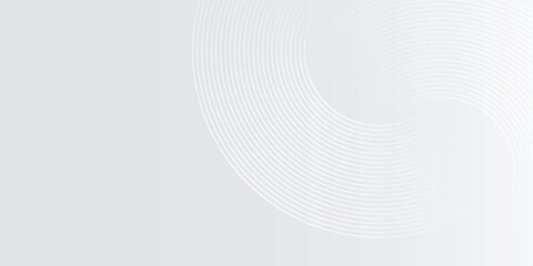 Simple white glowing geometric lines on gray background. Modern shiny blue circle lines art abstract simple, Illustration