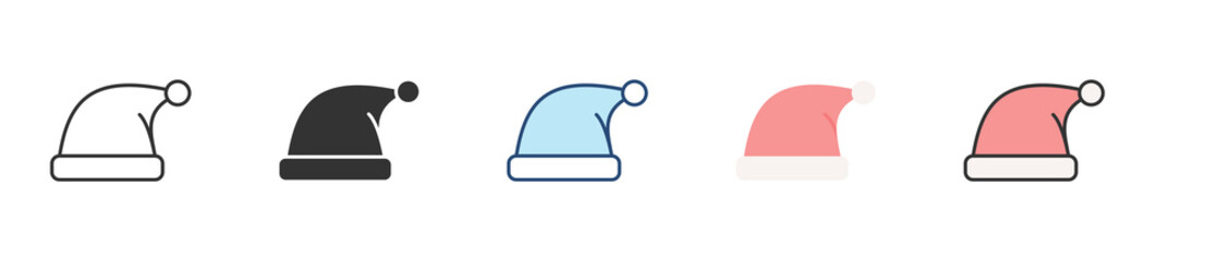 Santa Hat Icon Set Multiple Style Collection