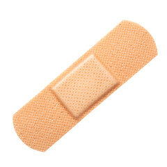 A single flesh colored adhesive bandage for minor cuts and wounds isolated on transparent background