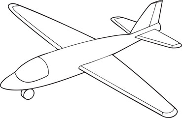 Glider aircraft line drawing illustration representing kids aviation and flight fun