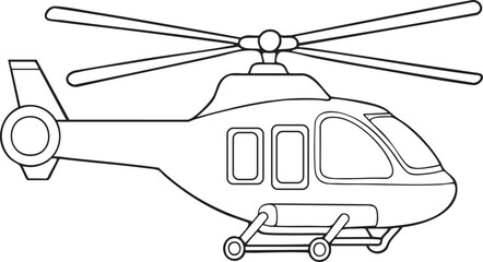 Helicopter side view outline illustration for aviation projects and technical drawing ideas