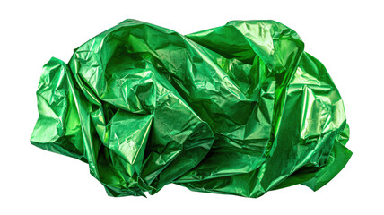 shiny crumpled green wrapping paper metallic textured foil gift wrap festive decorative surface reflective background glossy packaging material holiday