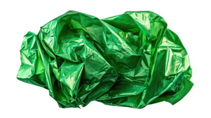 shiny crumpled green wrapping paper metallic textured foil gift wrap festive decorative surface reflective background glossy packaging material holiday