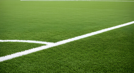 Obraz premium Artificial turf soccer field with a corner line provides a vibrant and professional sporting surface option detail 110