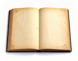 Fototapeta premium ** An open vintage book with blank pages, ideal for adding text or designs. Perfect for creative projects or educational themes. **