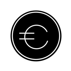black coin icon isolated on white background