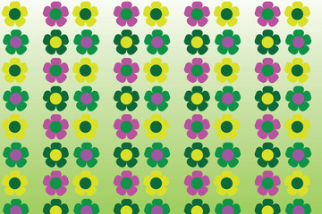 a green and purple flower pattern on a green background