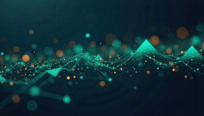 Abstract Ledger Flow An abstract visualization of financial data flow, using smooth, interconnected geometric shapes in shades of blue, green, and gold, with subtle gradients and a soft, luminous glow