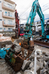 家の解体に利用された重機