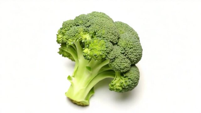 A fresh broccoli floret isolated on white background