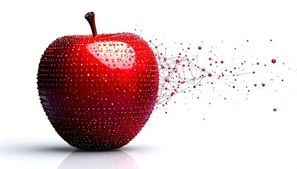 red apple with drops of water