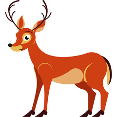 A Cartoon Deer With Antlers Stands Facing Left With A White Background And A Transparent Background