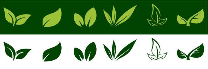 Set flat leaf icon design  vector template