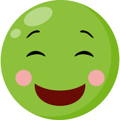 Obraz premium A Cheerful Green Pea Character With Rosy Cheeks And A Wide Smile Displaying Joy And Happiness With A Simple Cartoon Style On A Transparent Background