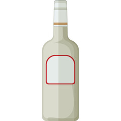 A Clear Glass Bottle With A White Label And Red Border Standing Upright On A White Background With A Subtle Shadow