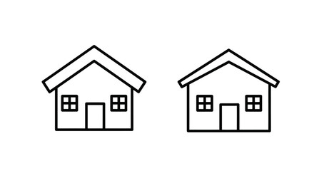 Simple black and white illustration of two identical houses side by side