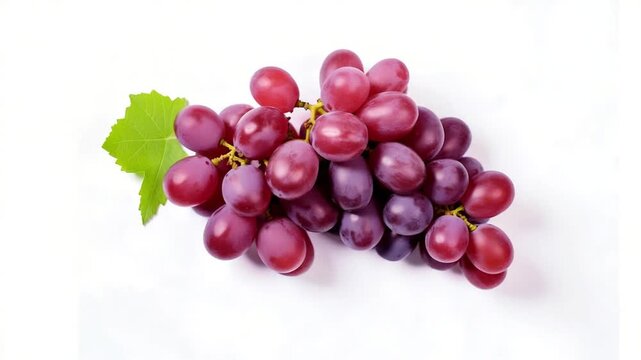 Bunch of red grapes isolated on white background, a healthy fruit snack