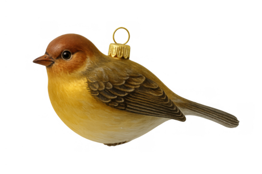 Bird christmas ornament hanging for holiday decoration, festive season celebrating winter and new year