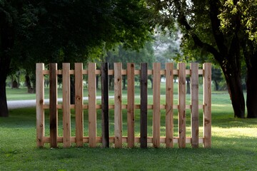 Obraz premium Recycled Wood Pallet Gate DIY Style For Eco Friendly Rustic Garden Entry Solution