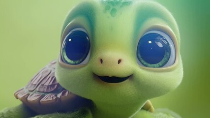 Cartoon sea turtle against green backdrop